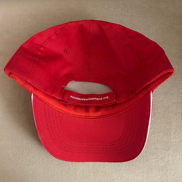 Red Baseball Cap with Swiss Flag Patch - Picture 4 of 4